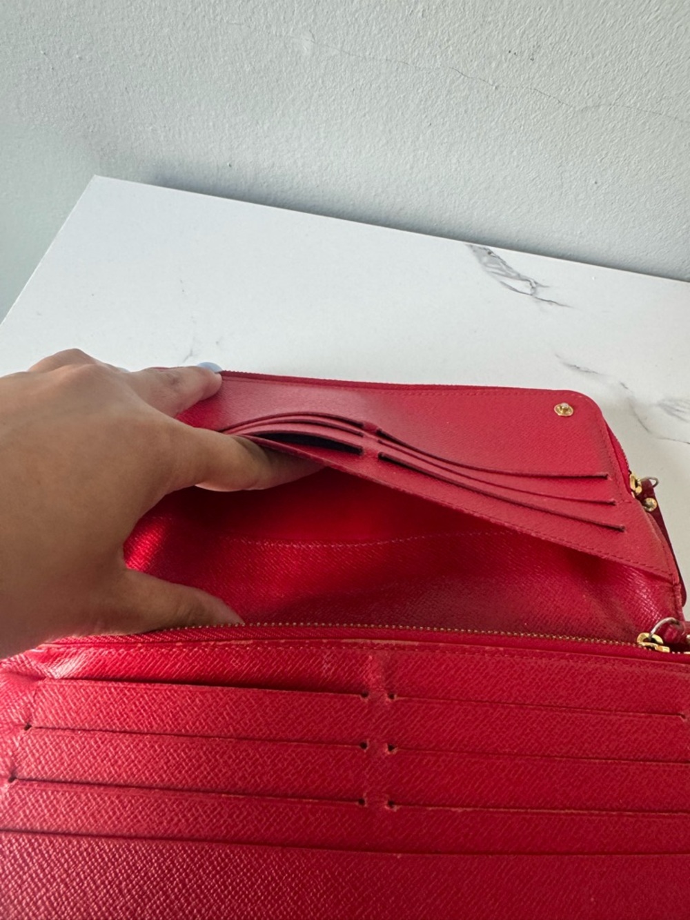 Louis Vuitton Red Leather Wallet with Gold Hardware - Picture 2 of 9